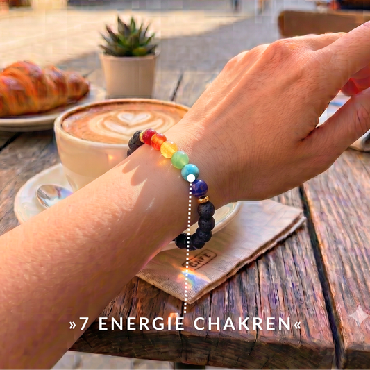 »Die 7 Energie Chakren« Blockadenlöser-Armband aus verschiedenen Natursteinen inkl. abgebrochenem Stern