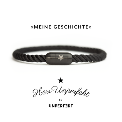 Herr Unperfekt Segeltau-Armband »Meine Geschichte« Black mit Magnetverschluss