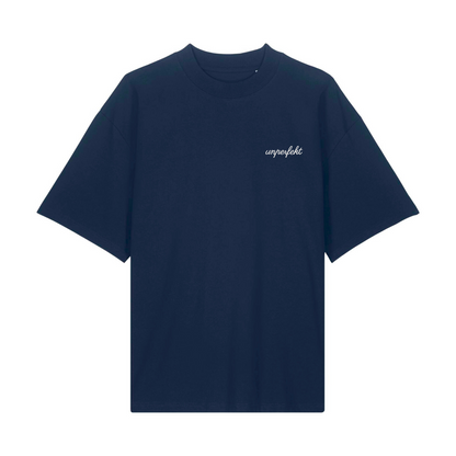 Premium Oversize T-Shirt »unperfekt im Retro-Style bestickt« Unisex 100% Organic
