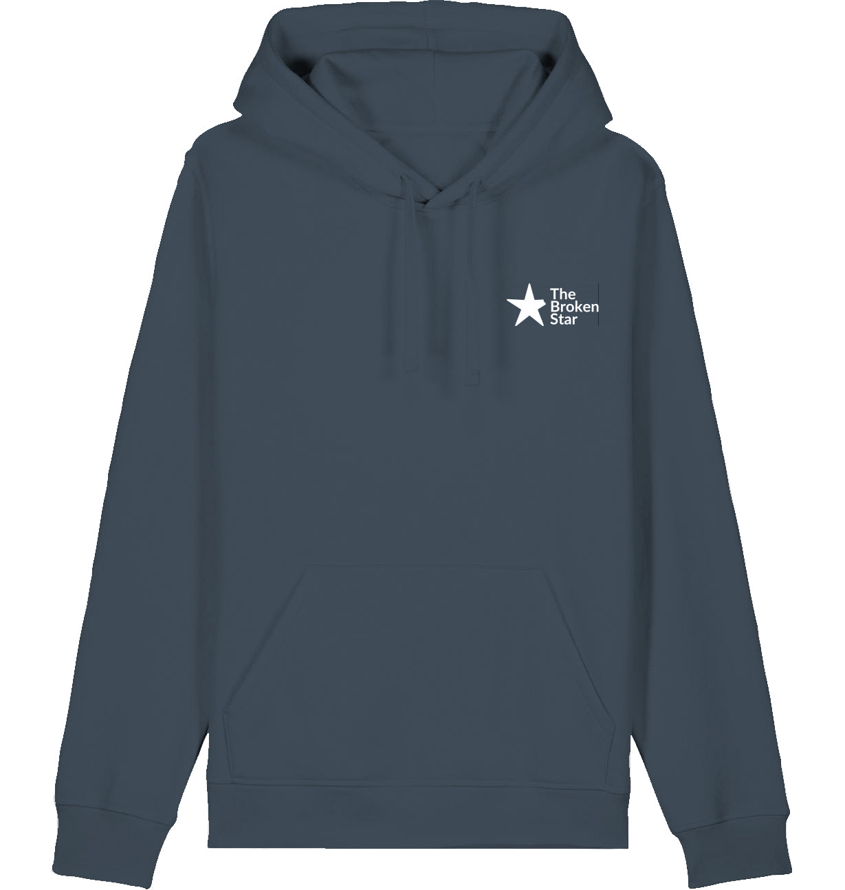 Organic unisex Hoodie in vielen Farben »The Broken Star Unperfekt« vorne hochwertig bestickt, hinten bedruckt