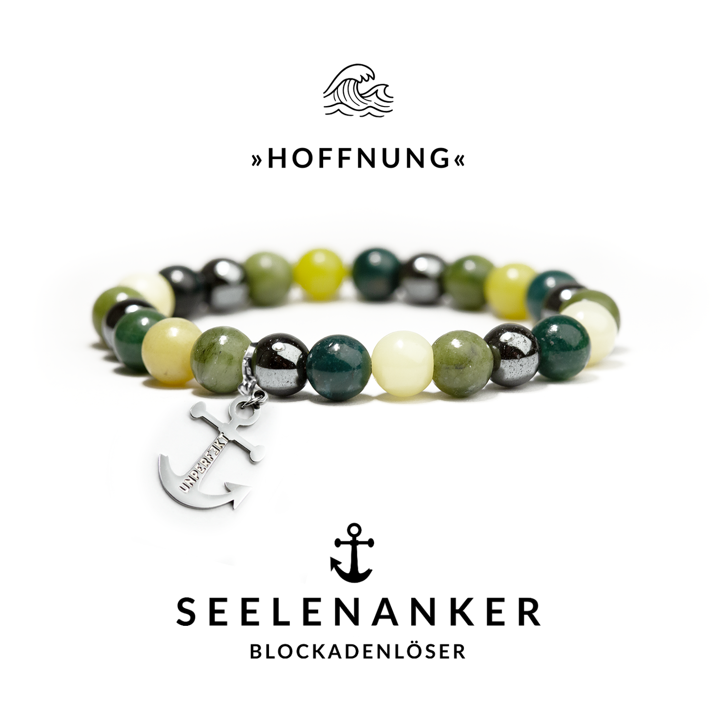 Seelenanker »Hoffnung« Blockadenlöser-Armband aus Citrin, Achat, Jade und Hämatit