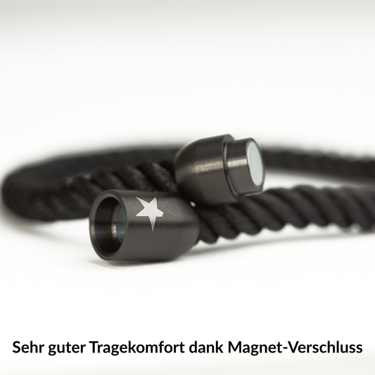 Herr Unperfekt Segeltau-Armband »Meine Geschichte« Black mit Magnetverschluss