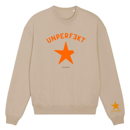 Organic Oversize Pullover »unperfekt Stern« vorne bedruckt und am Ärmel bestickt