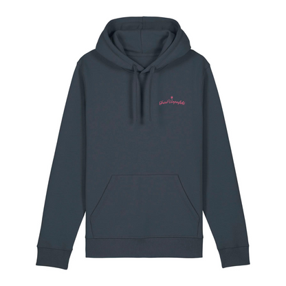 100% Organic unisex Hoodie »Frau Unperfekt« hochwertig in Pink bestickt