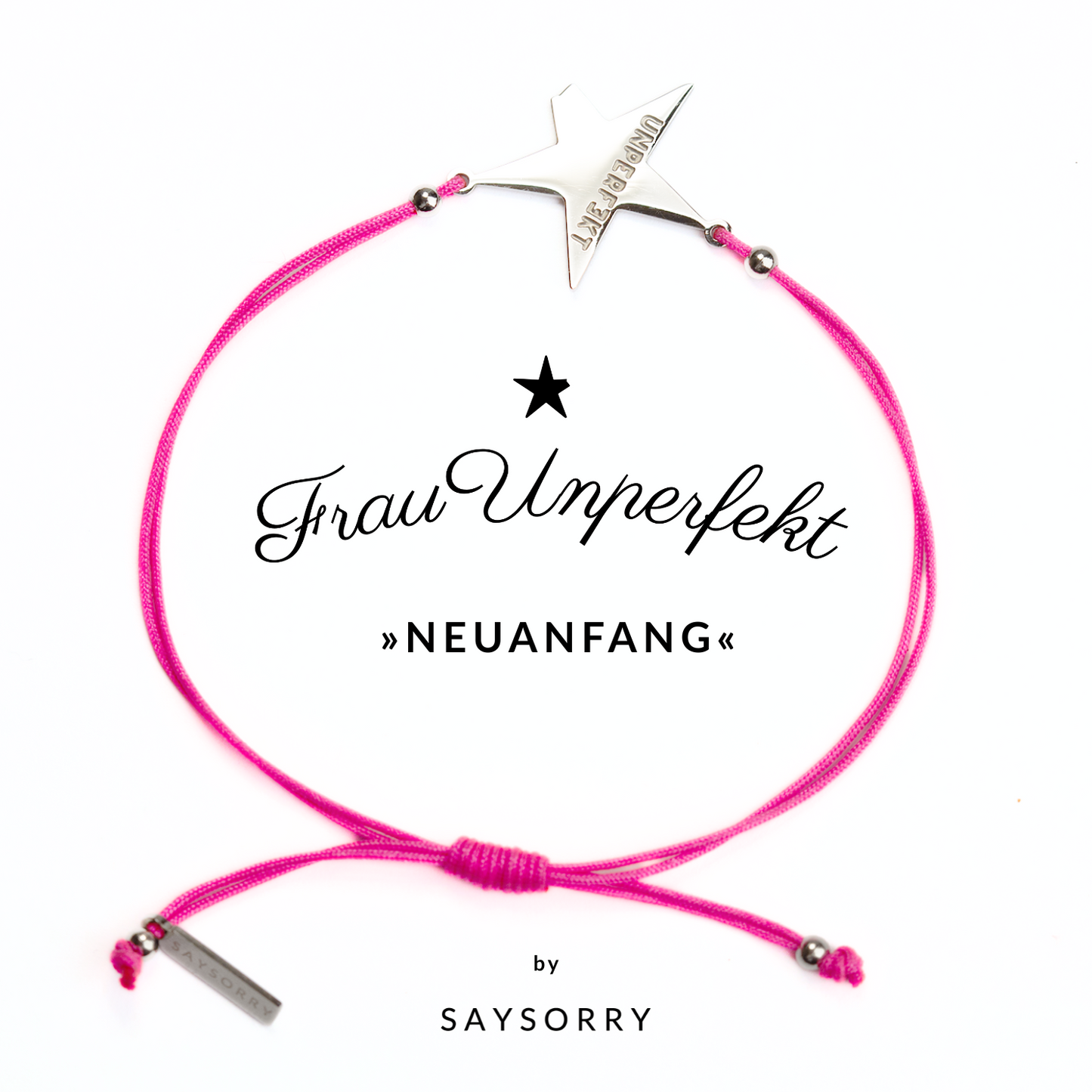 Armband »Neuanfang« in Neon Pink  mit abgebrochenem Stern