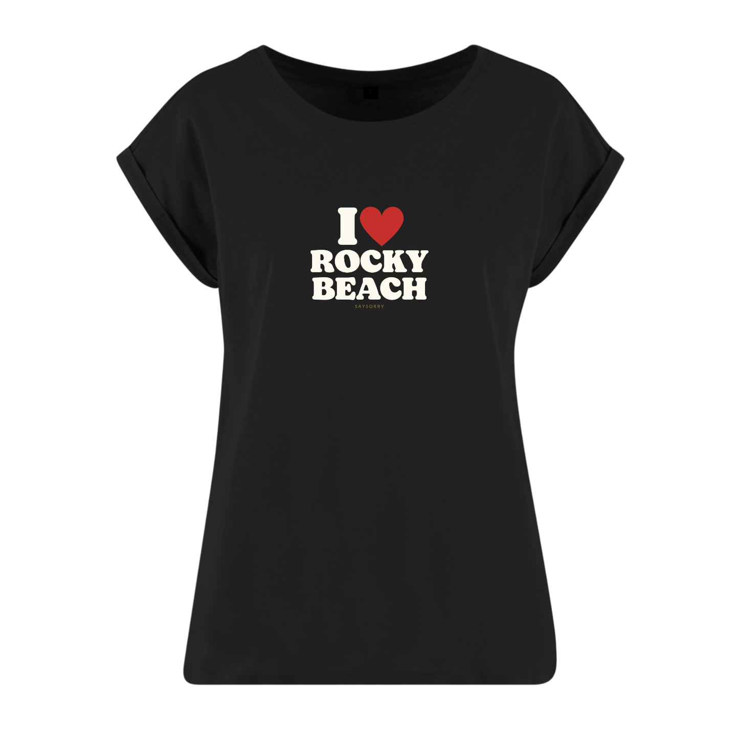 Organic Figurschmeichler-Shirt »I Love Rocky Beach«