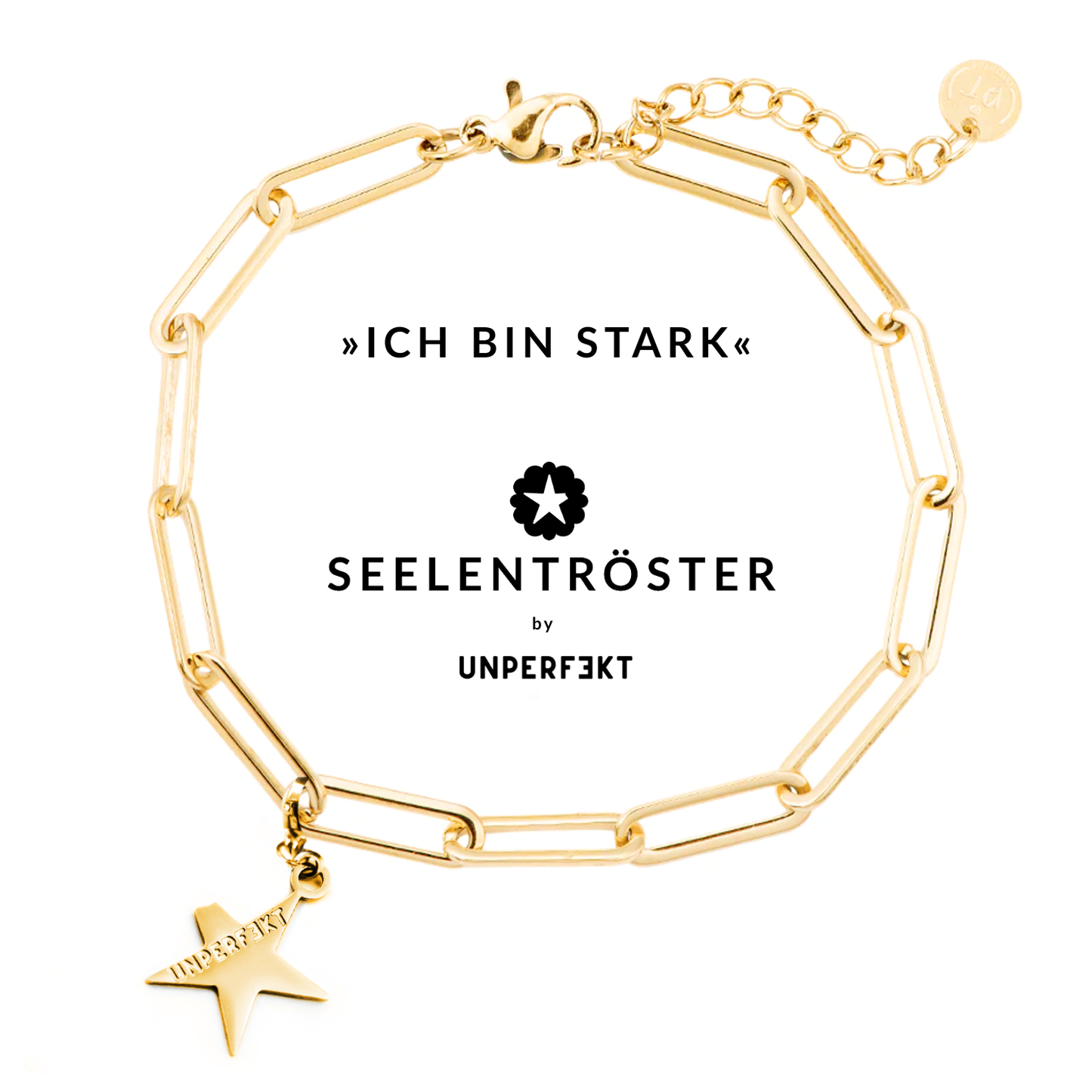 »Ich bin stark« Blockadenlöser-Armband in Gold inkl. abgebrochenem Stern