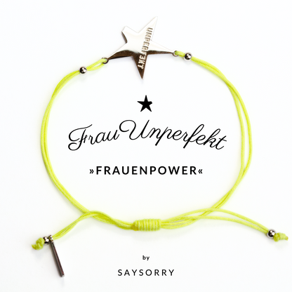 Armband »Frauenpower« in Neon Yellow mit abgebrochenem Stern