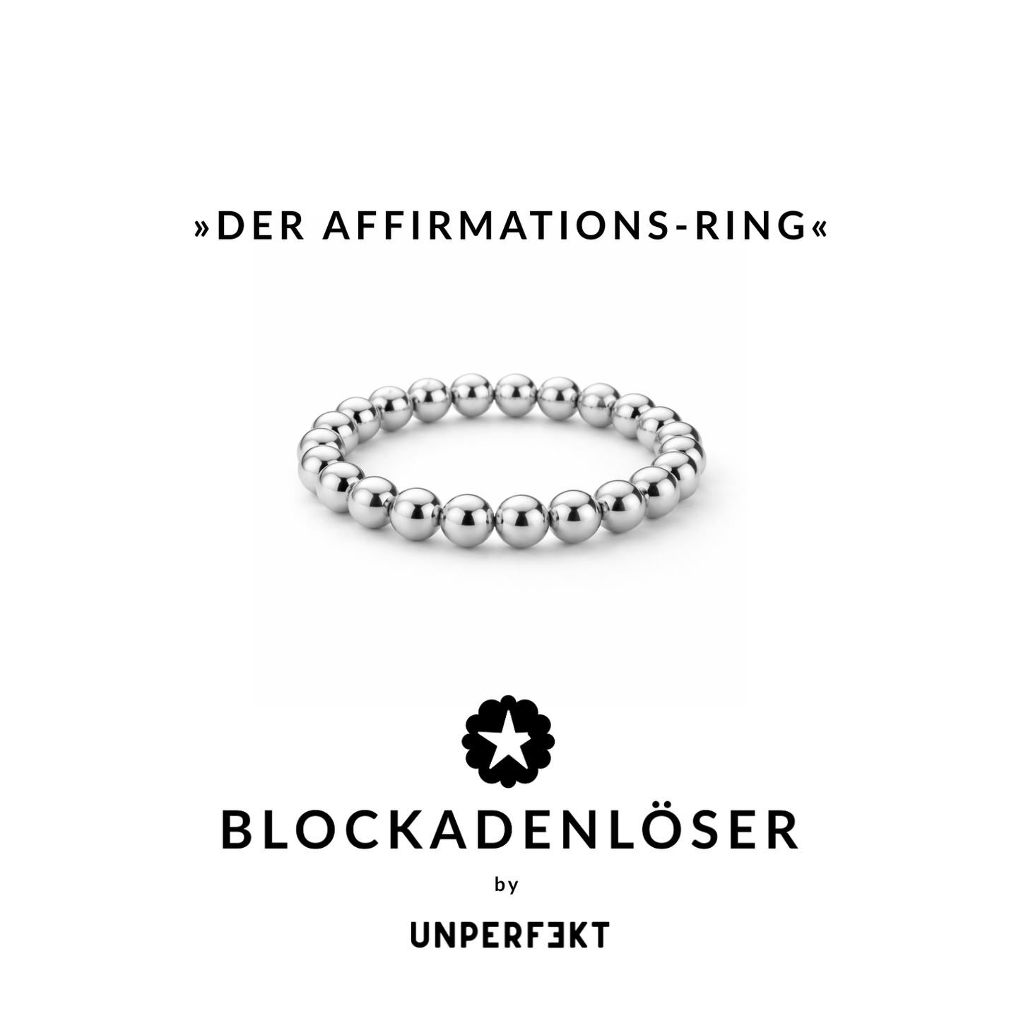 Blockadenlöser »Affirmations-Ring« elastisch, versilbert, nickelallergiefrei