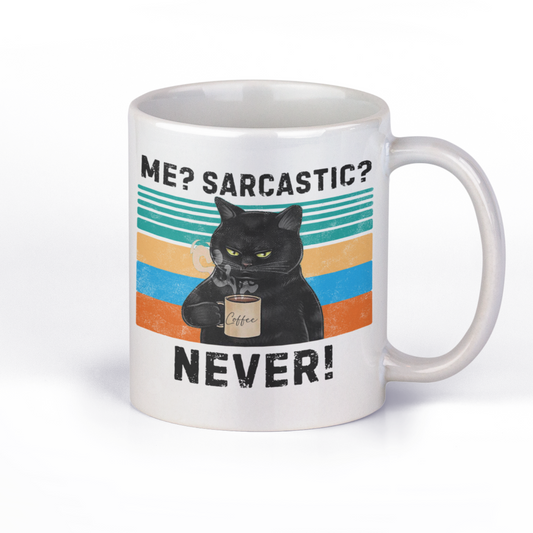 Original SAYSORRY Black Cat Tasse »Me sarcastic? Never!«