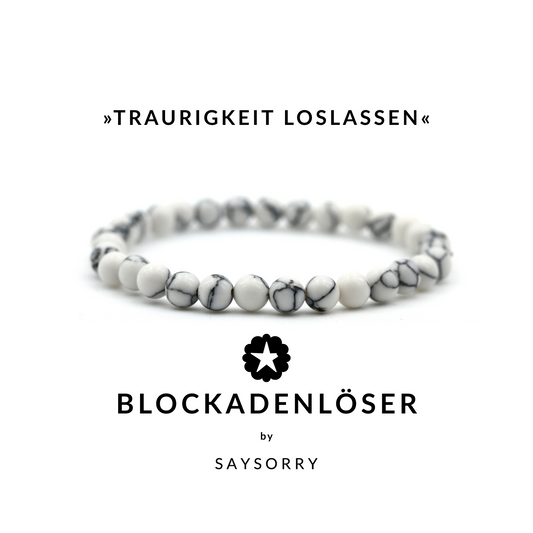 »Traurigkeit loslassen« Armband aus echtem weißen Howlith