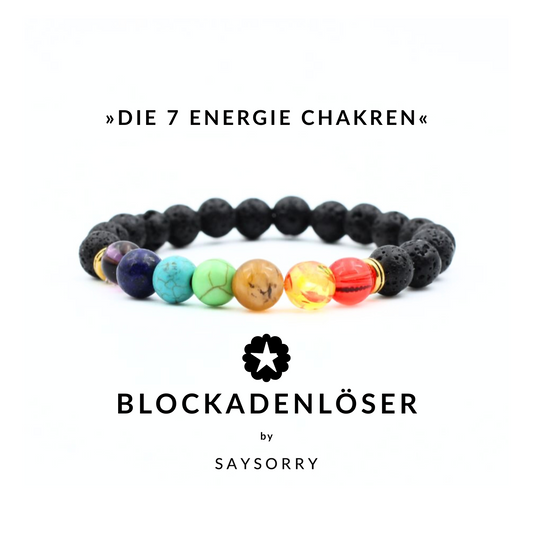 »Die 7 heilenden Chakras« Armband aus natürlichem Lava-Gestein