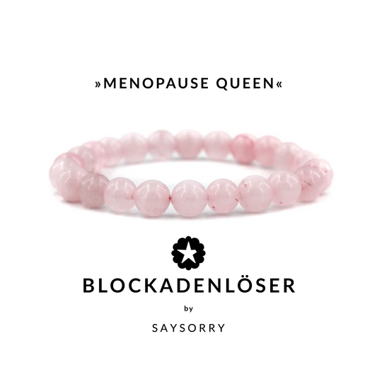 »Menopause-Queen« Armband aus echten Rosenquarz-Perlen