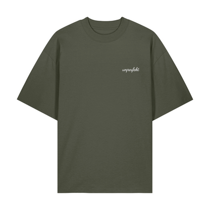 Premium Oversize T-Shirt »unperfekt im Retro-Style bestickt« Unisex 100% Organic
