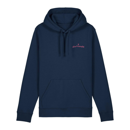 100% Organic unisex Hoodie »Frau Unperfekt« hochwertig in Pink bestickt