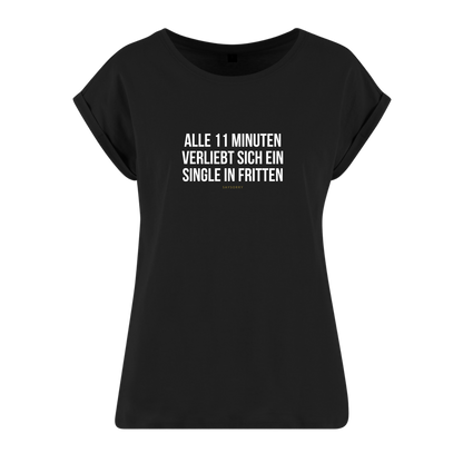 Organic Alle-Größen-Shirt weiss »Alle 11 Minuten verliebt sich ein Single in Fritten«