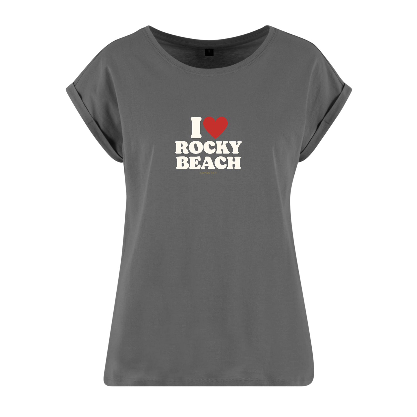 Organic Figurschmeichler-Shirt »I Love Rocky Beach«