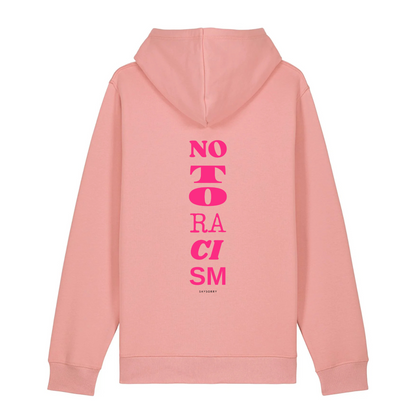 100% Organic unisex Hoodie »No to Racism« vorne bestickt, hinten bedruckt