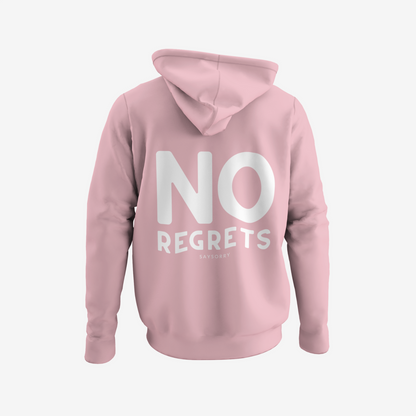 100% Organic unisex Hoodie in vielen Farben »No Regrets« vorne bestickt & hinten bedruckt