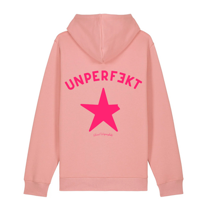 Pinktober 100% Organic Damen Hoodie »Frau Unperfekt und der abgebrochene Stern« vorne hochwertig bestickt, hinten bedruckt