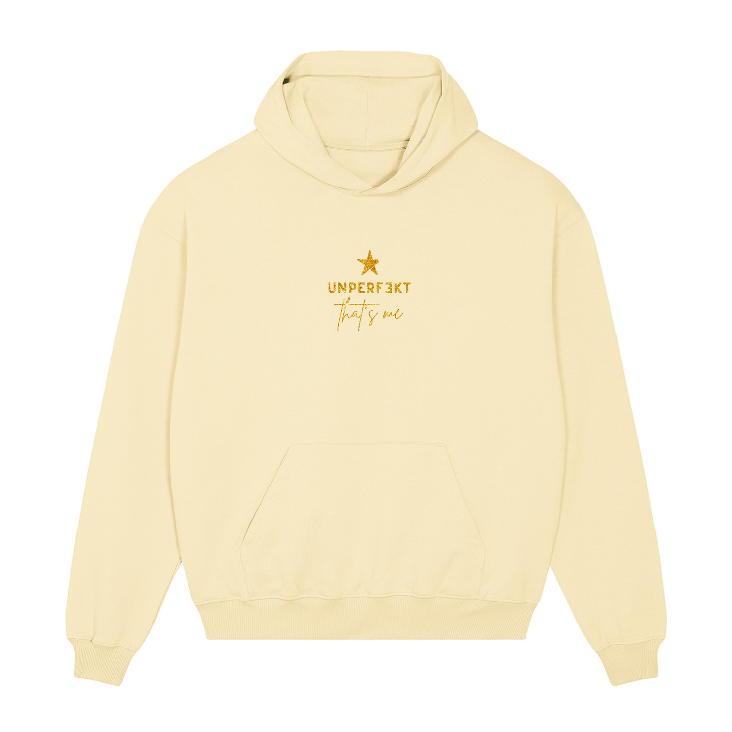 Glitzer Premium Hoodie 100% Organic »Unperfekt that’s me«