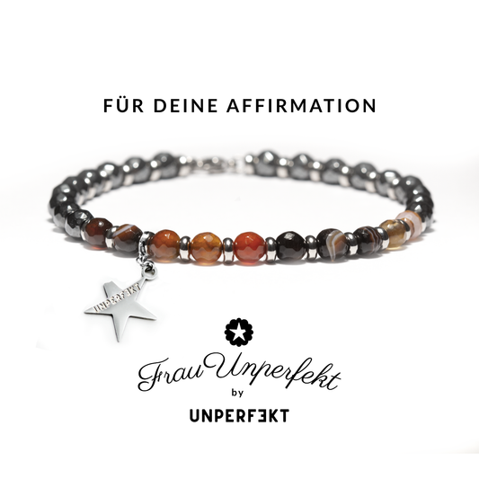»Für Deine Affirmation« Wunscharmband aus Achat und Hämatit inkl. abgebrochenem Stern