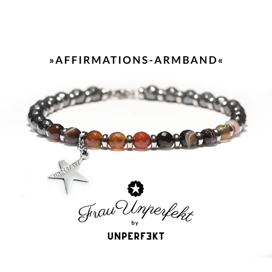 »Affirmations-Armband« Wunscharmband von Frau Unperfekt aus Achat und Hämatit inkl. abgebrochenem Stern