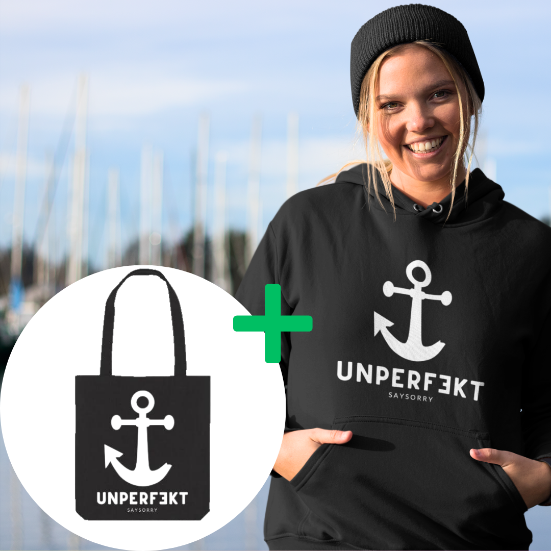 Bundle: Unisex Hoodie »unperfekt mit Anker« inkl. Tote Bag