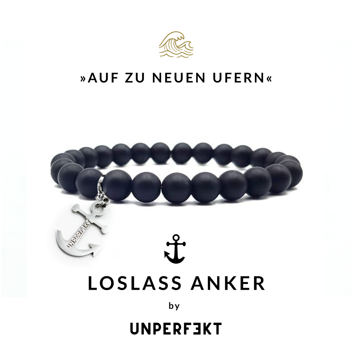 Loslass-Anker »Auf zu neuen Ufern« Blockadenlöser-Armband aus echten Onyx-Perlen