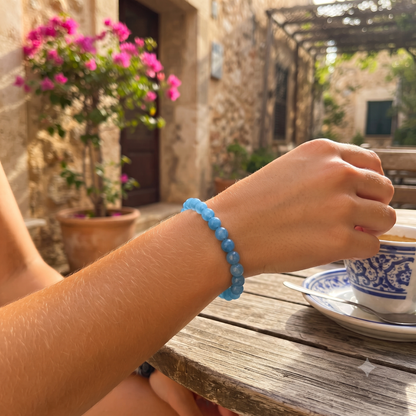 »Innere Klarheit« Blockadenlöser-Armband aus echten Apatit-Perlen inkl. abgebrochenem Stern