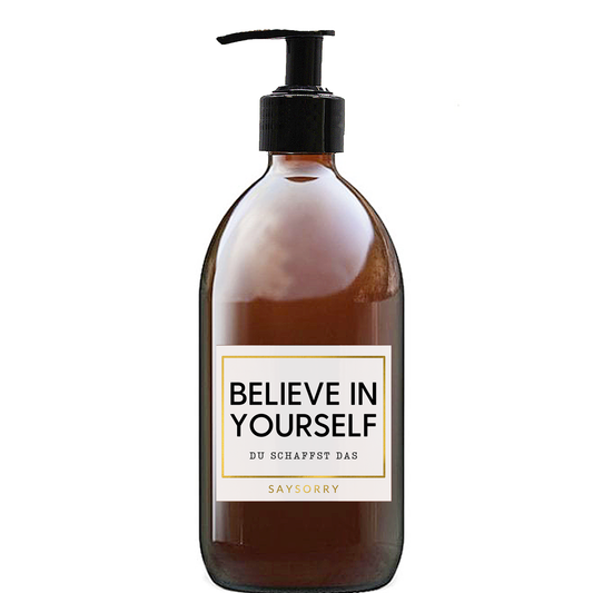 Sandelholz Handseife »Believe in Yourself« in nachfüllbarer Glasflasche
