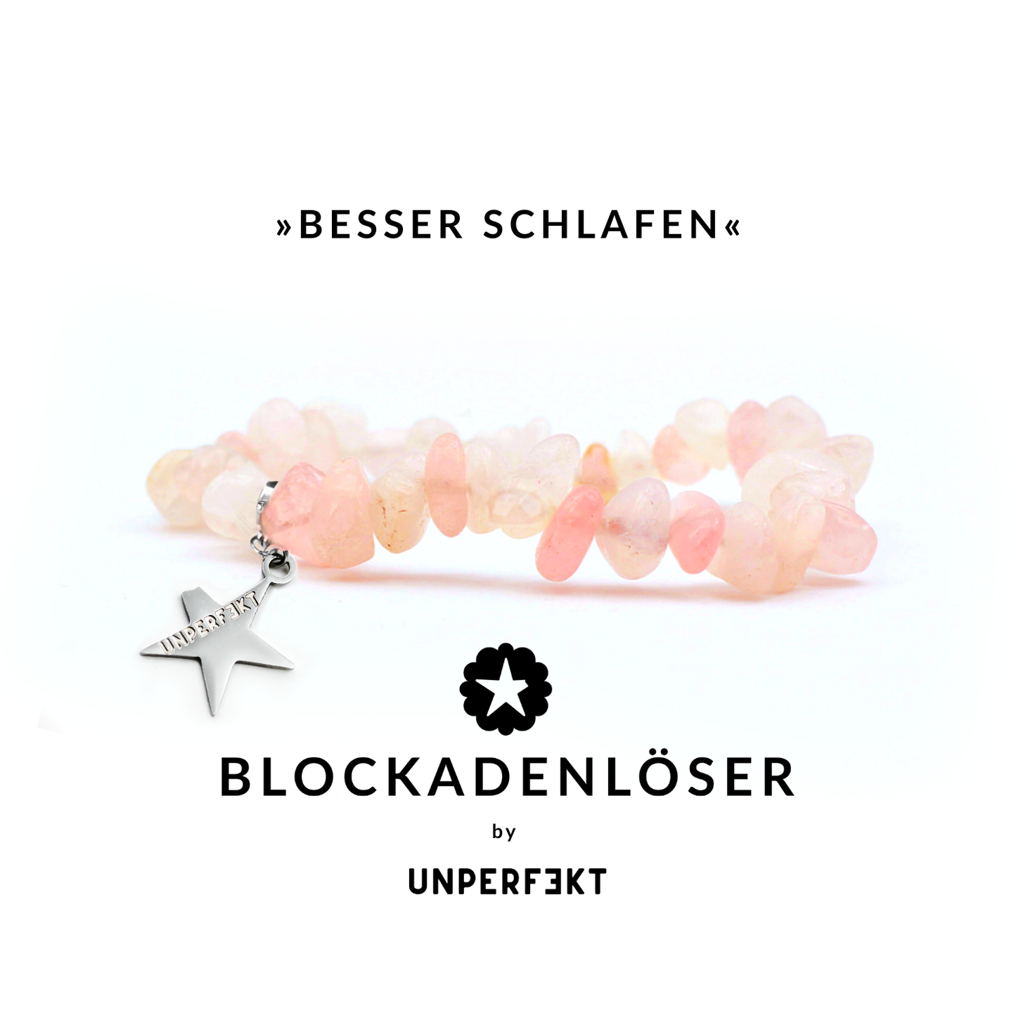 »Besser schlafen« Blockadenlöser aus natürlichem Rosenquarz inkl. abgebrochener Stern