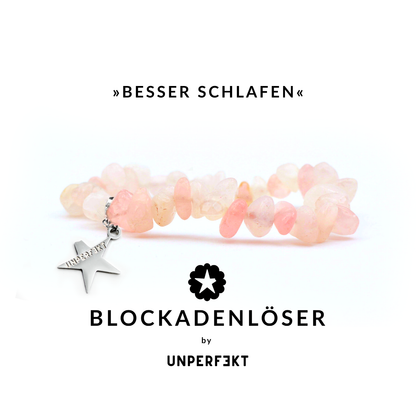 »Besser schlafen« Blockadenlöser aus natürlichem Rosenquarz inkl. abgebrochener Stern