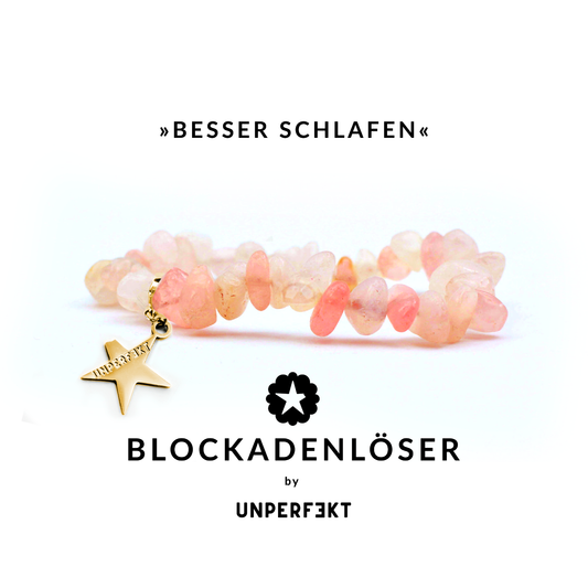 »Besser schlafen« Blockadenlöser aus natürlichem Rosenquarz inkl. abgebrochener Stern
