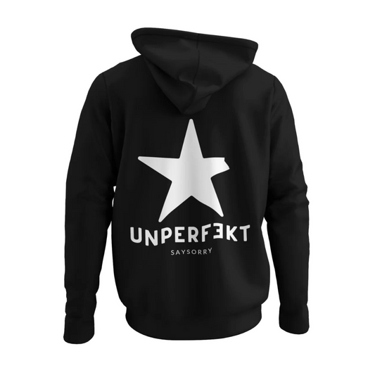 Organic unisex Hoodie »Unperfekt« Stern vorne bestickt, hinten bedruckt