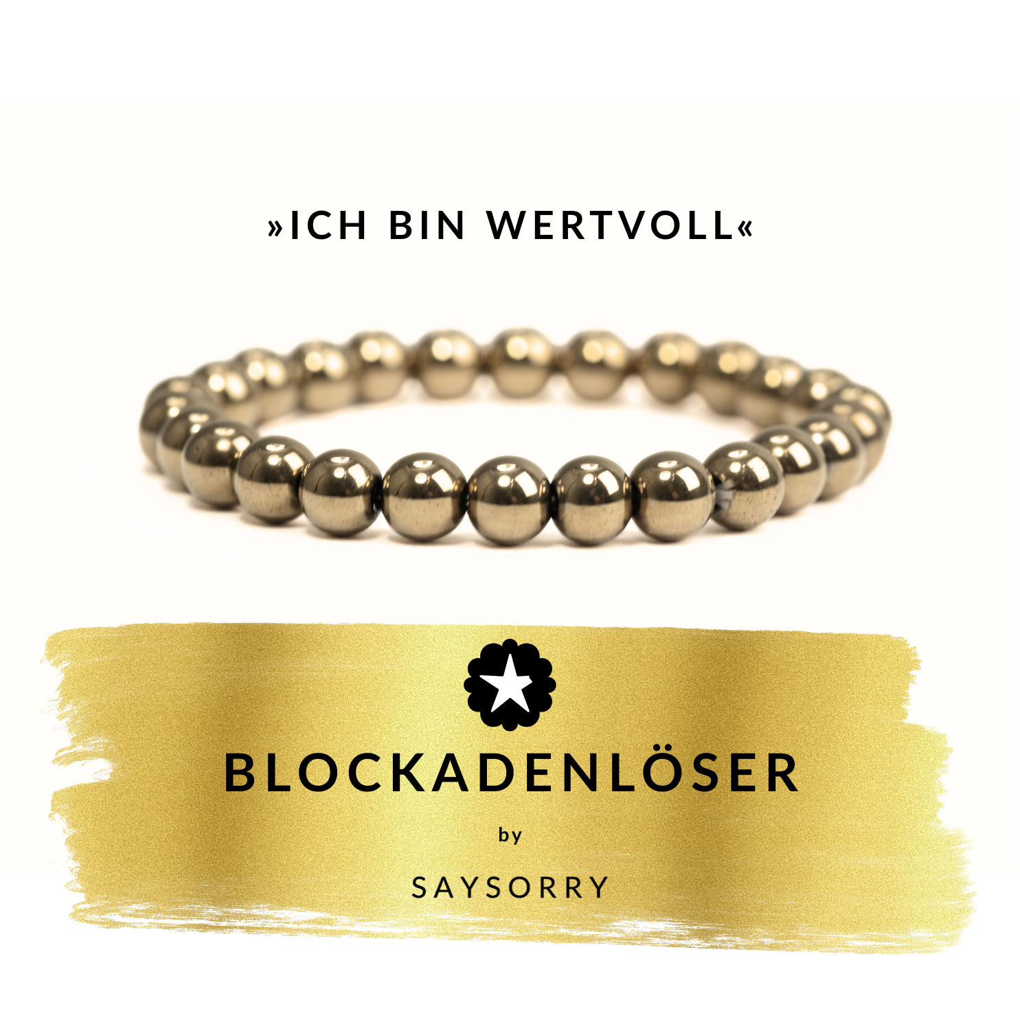 »Ich bin wertvoll« Blockadenlöser aus goldglänzendem Hämatit