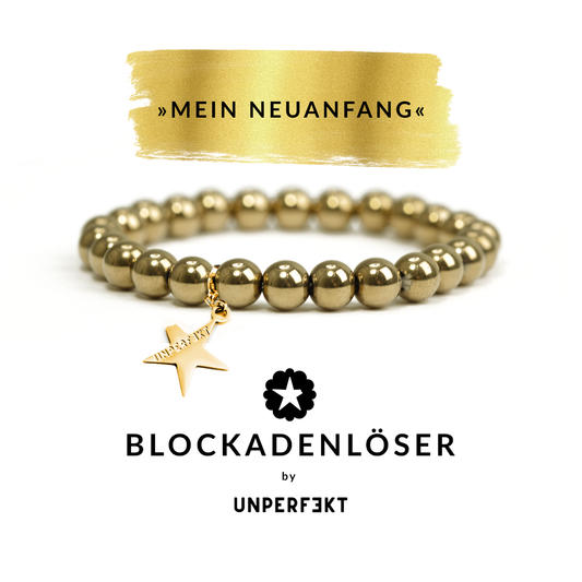 »Mein Neuanfang« Blockadenlöser-Armband aus goldglänzendem Hämatit inkl. abgebrochenem Stern