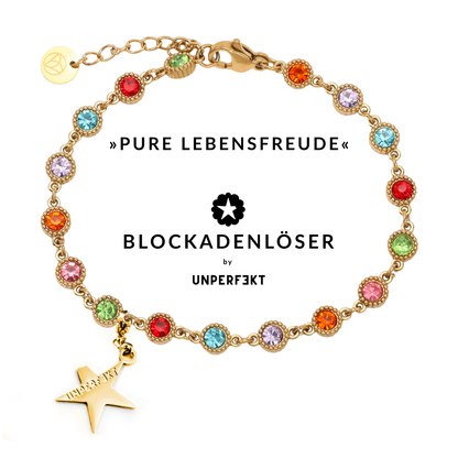 »Pure Lebensfreude« Blockadenlöser-Armband 14K vergoldet mit Steinbesatz und abgebrochenem Stern
