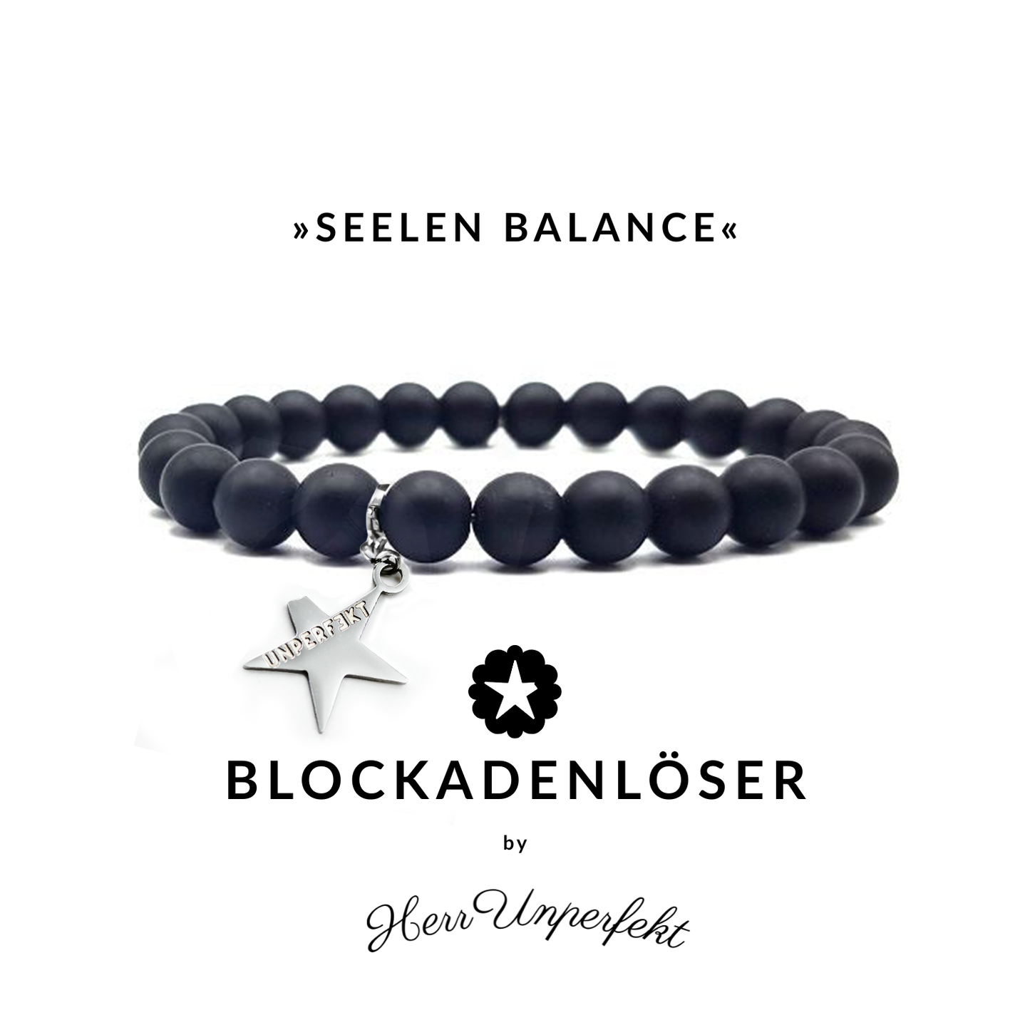 »Seelen-Balance« Herren Blockadenlöser aus echten Onyx-Perlen inkl. abgebrochener Stern (Kopie)