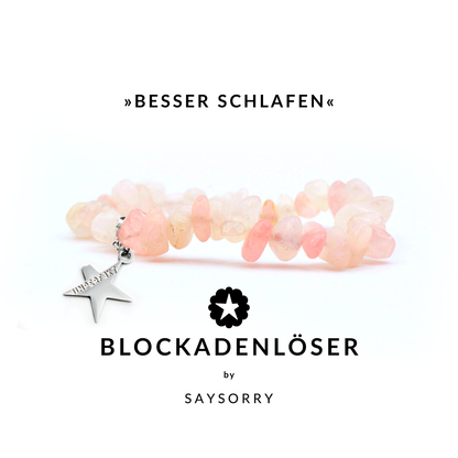 »Besser schlafen« Blockadenlöser aus natürlichem Rosenquarz inkl. abgebrochener Stern