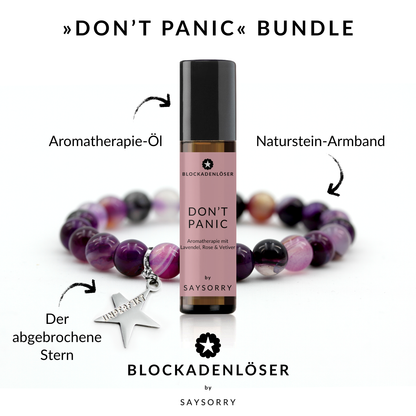 »Don’t Panic« Bundle: Natursteinarmband + ätherisches Duft-Öl + Geschenk