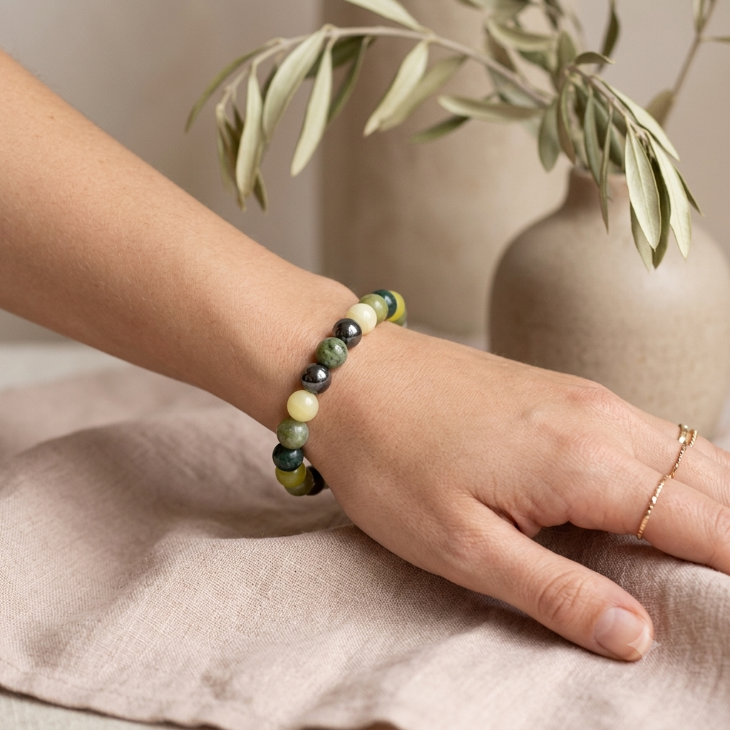 Seelenanker »Hoffnung« Blockadenlöser-Armband aus Citrin, Achat, Jade und Hämatit