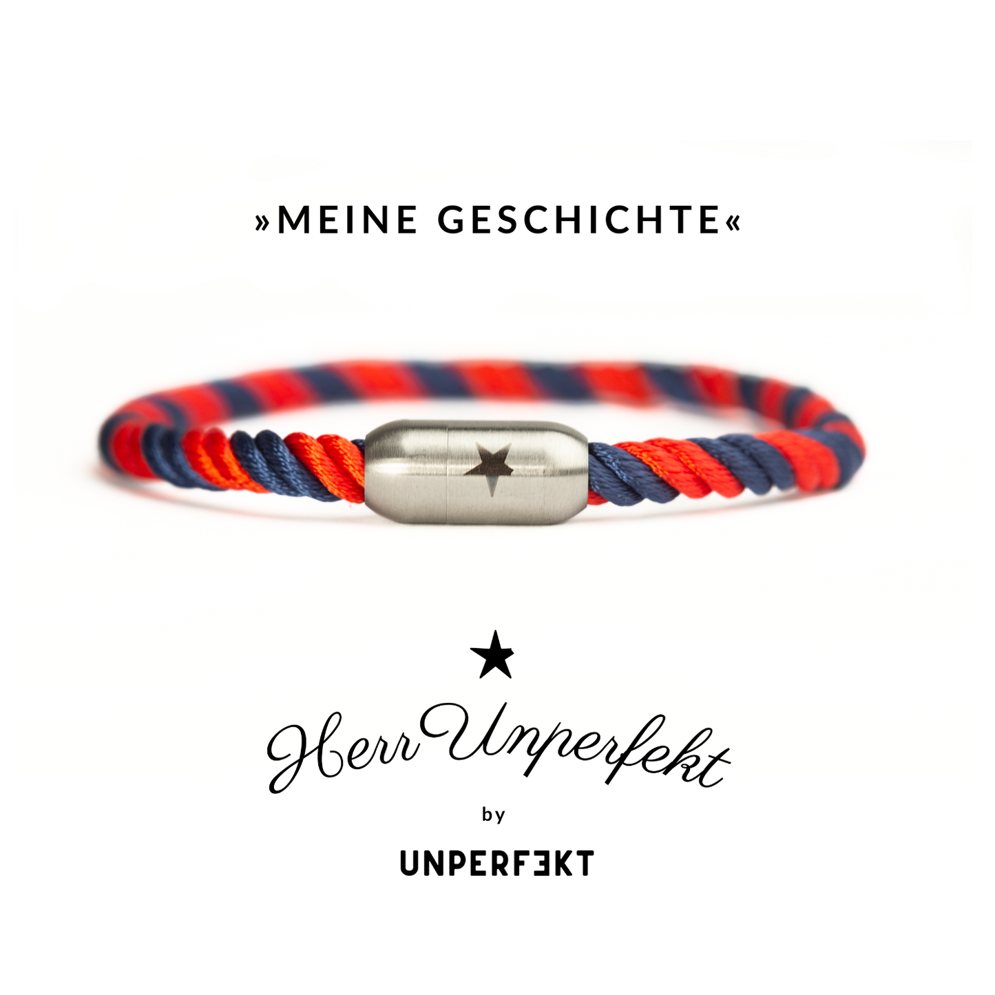 Herr Unperfekt Segeltau-Armband »Meine Geschichte« Rot/Blau mit Magnetverschluss