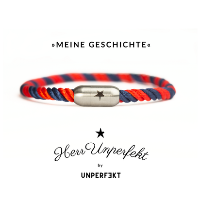 Herr Unperfekt Segeltau-Armband »Meine Geschichte« Rot/Blau mit Magnetverschluss