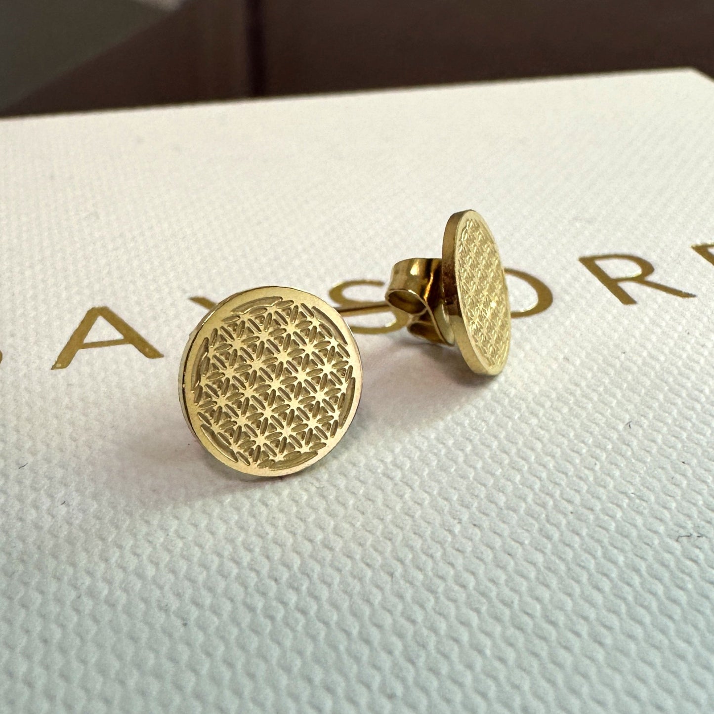 Ohrstecker »Mandala Blume des Lebens« 14 Karat vergoldet