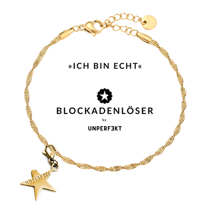 »Ich bin echt« Blockadenlöser-Armband 14K vergoldet mit abgebrochenem Stern