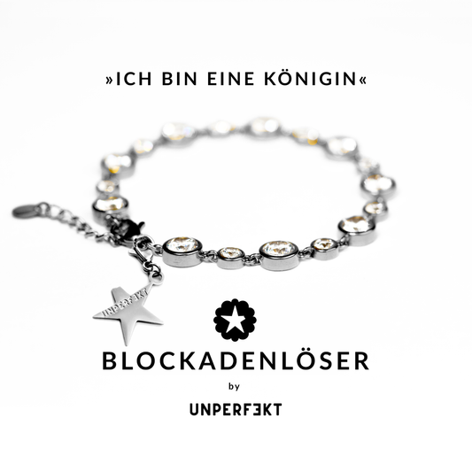 »Ich bin eine Königin« Blockadenlöser-Armband weißvergoldet mit Steinbesatz und abgebrochenem Stern