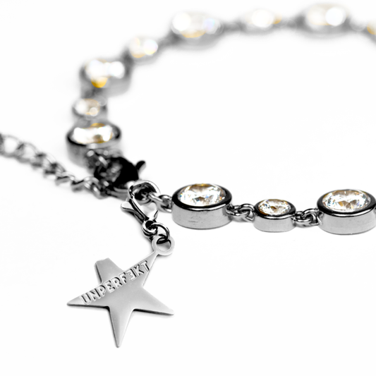 »Ich bin eine Königin« Blockadenlöser-Armband weißvergoldet mit Steinbesatz und abgebrochenem Stern