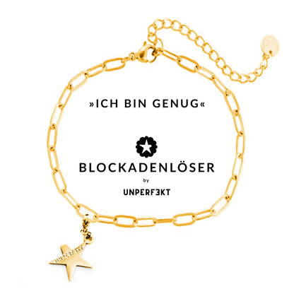 »Ich bin genug« 14 K vergoldetes Blockadenlöser-Armband inkl. abgebrochenem Stern