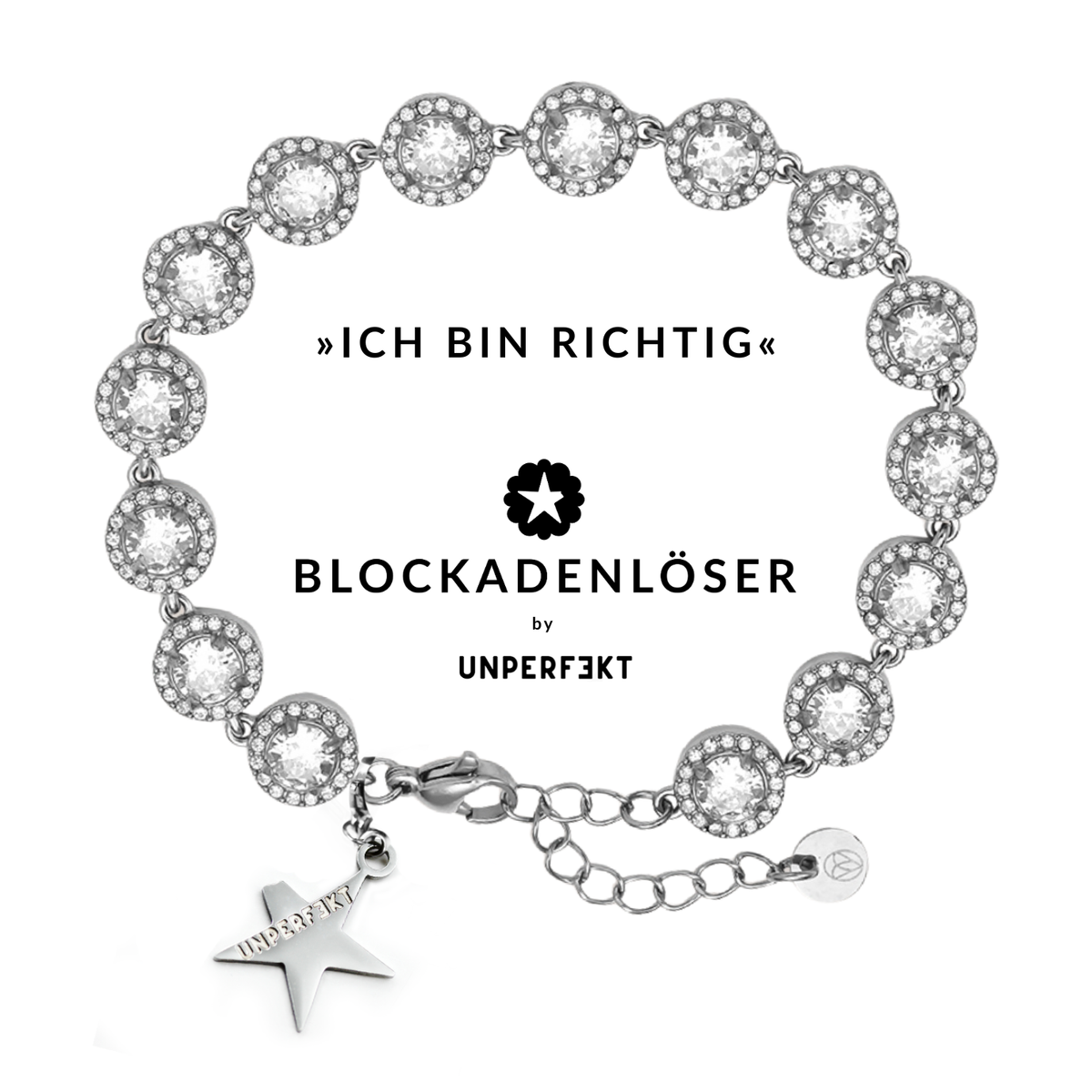 »Ich bin richtig« Blockadenlöser-Armband mit Steinbesatz und abgebrochenem Stern